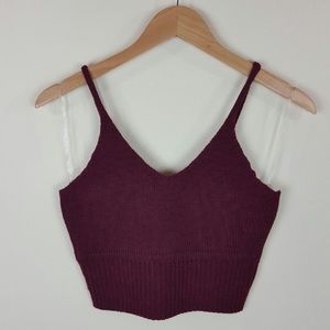 COPY - Sweater knit crop top burgundy